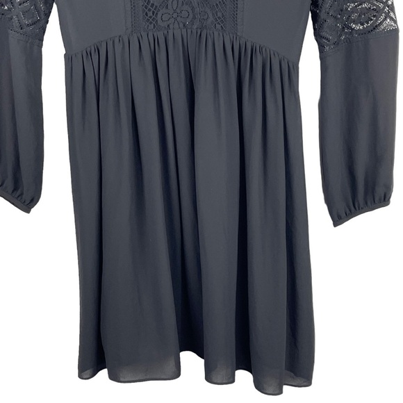 SANDRO PARIS LACE PANEL LONG SLEEVE V-NECK MINI DRESS - Picture 5 of 15